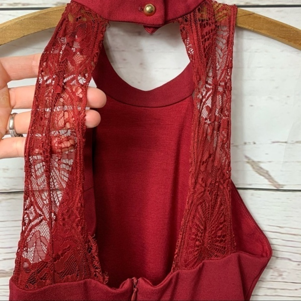 Lulu’s Hometown Girl Wine Red Lace Skater Dress - Picture 3 of 6